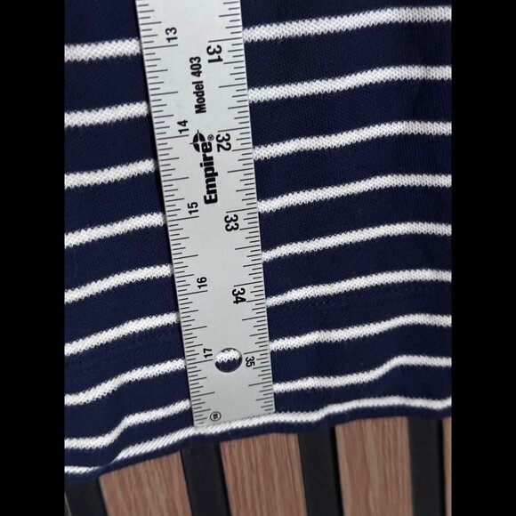 ATM Dress Small Womens Blue V Neck 100% Pima Cotton Cap Sleeve Striped - Picture 4 of 6